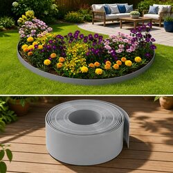Durable 5 pcs Flexible Garden Edging in Grey 10 m