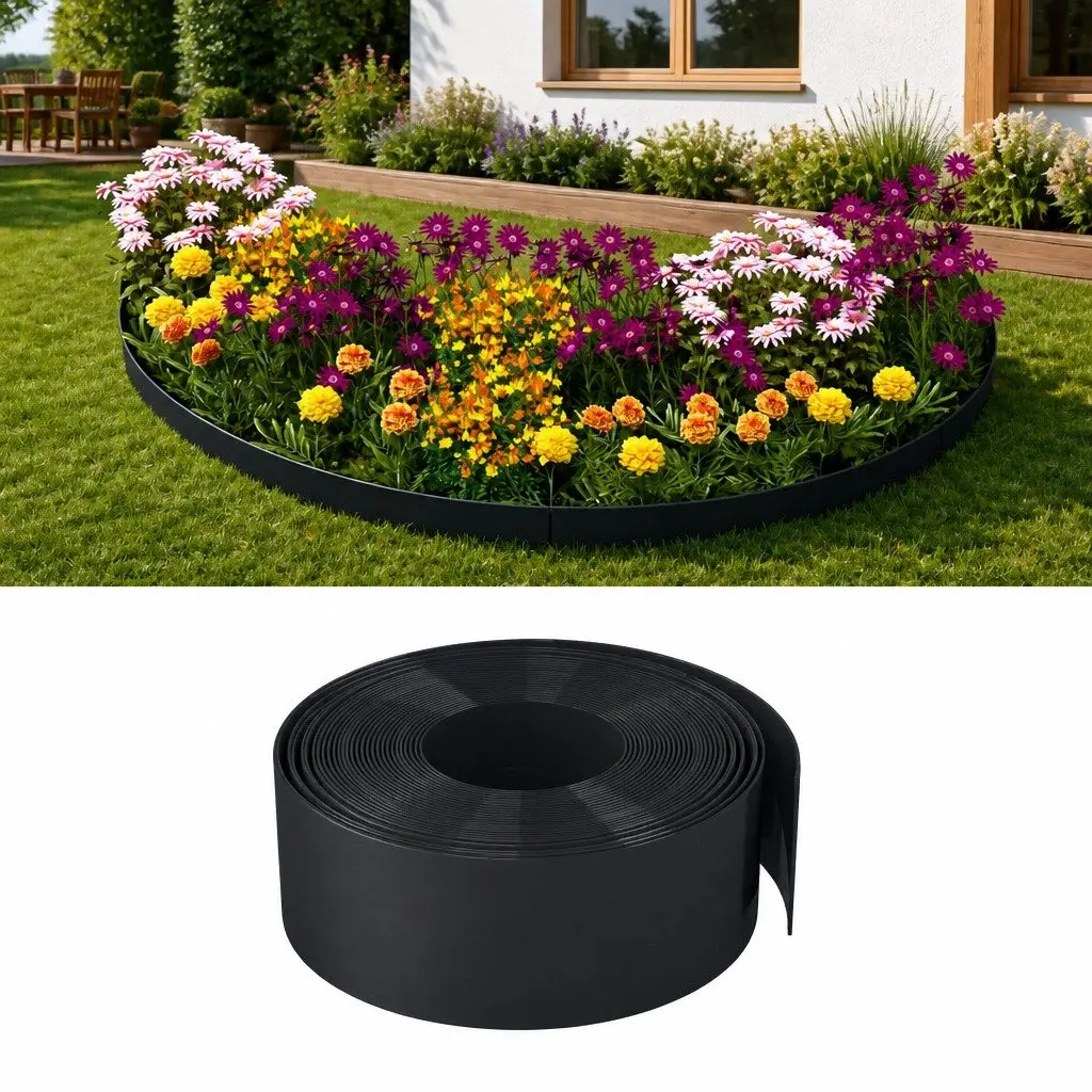 Garden Edging Borders 3 pcs Black 10 m Flexible Lawn Edge Landscaping