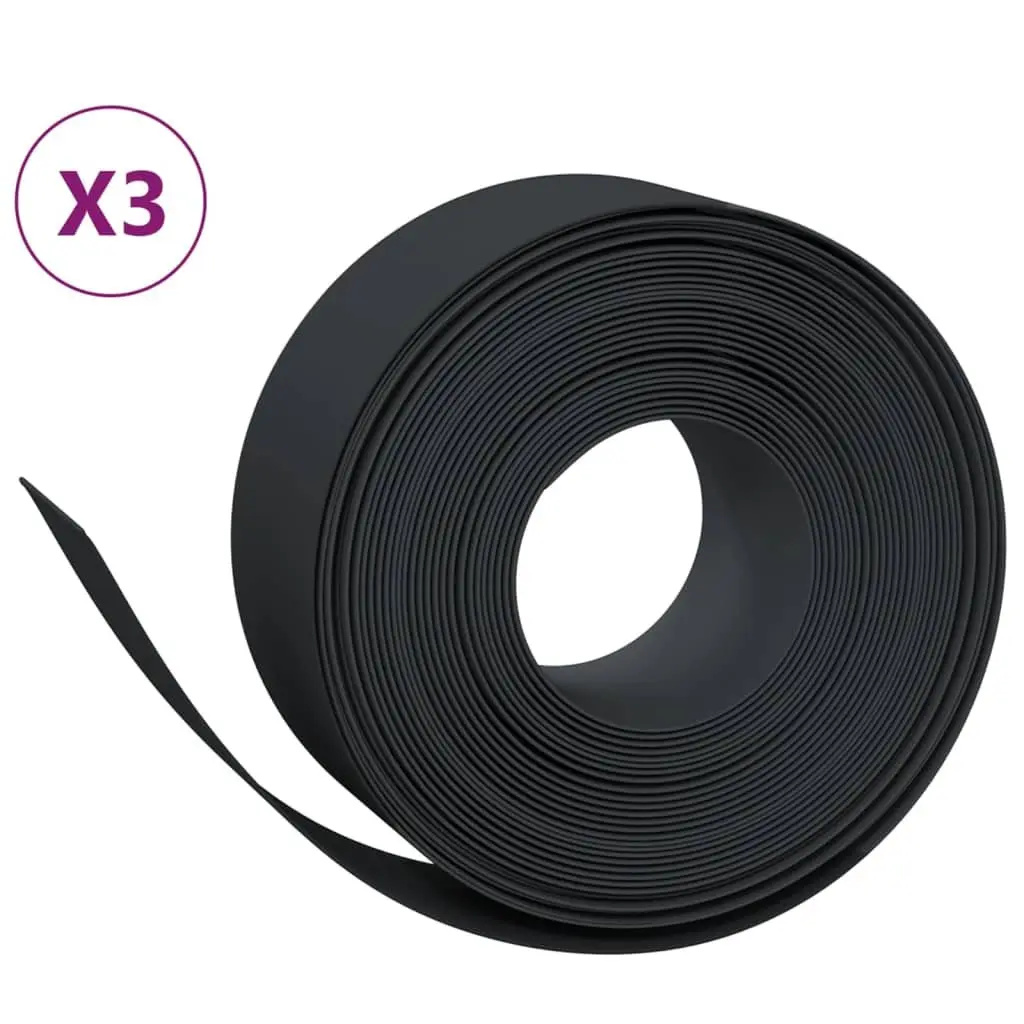Garden Edging Borders 3 pcs Black 10 m Flexible Lawn Edge Landscaping