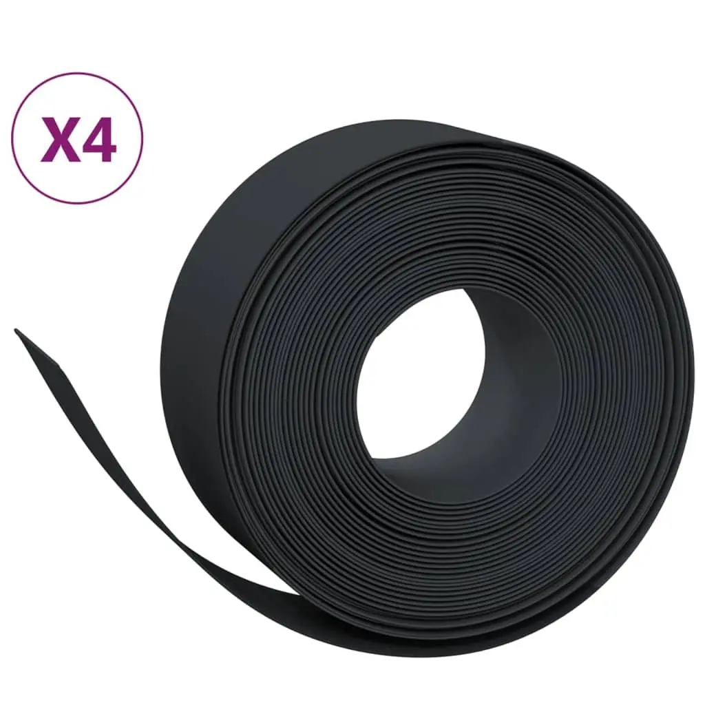 Flexible Garden Edging Border 10m Black 4-Piece Set