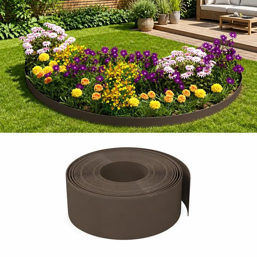 Flexible Brown Garden Edging 3 pcs 10 m 20 cm