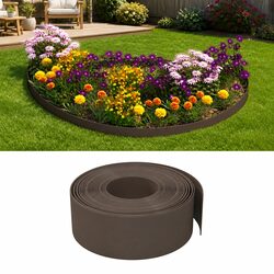 Durable Brown Garden Edging Borders, 5 Pieces, 10 m