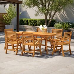 7 Piece Outdoor Dining Set in Solid Acacia Wood
