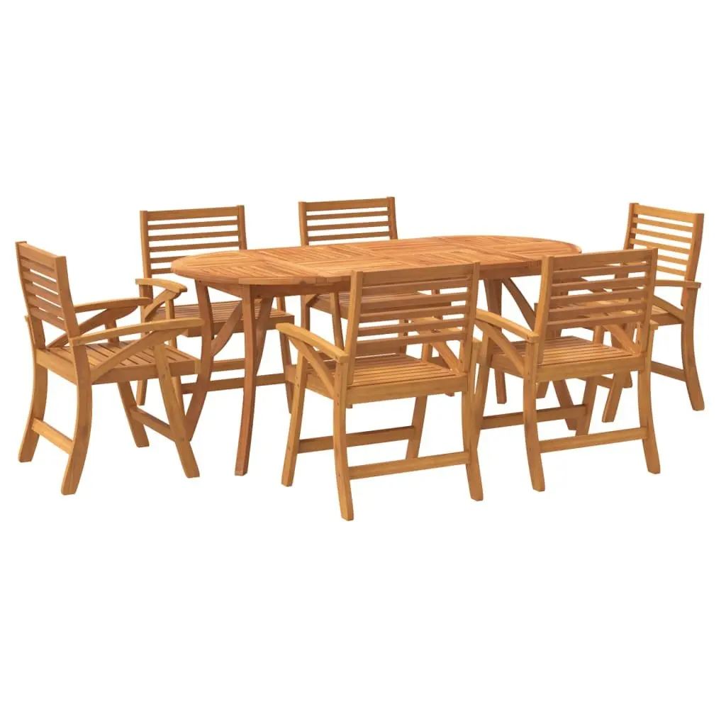 7 Piece Outdoor Dining Set in Solid Acacia Wood