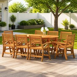 Elegant 9 Piece Acacia Wood Garden Dining Set