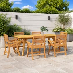 Solid Acacia Wood 7 Piece Garden Dining Set in Brown