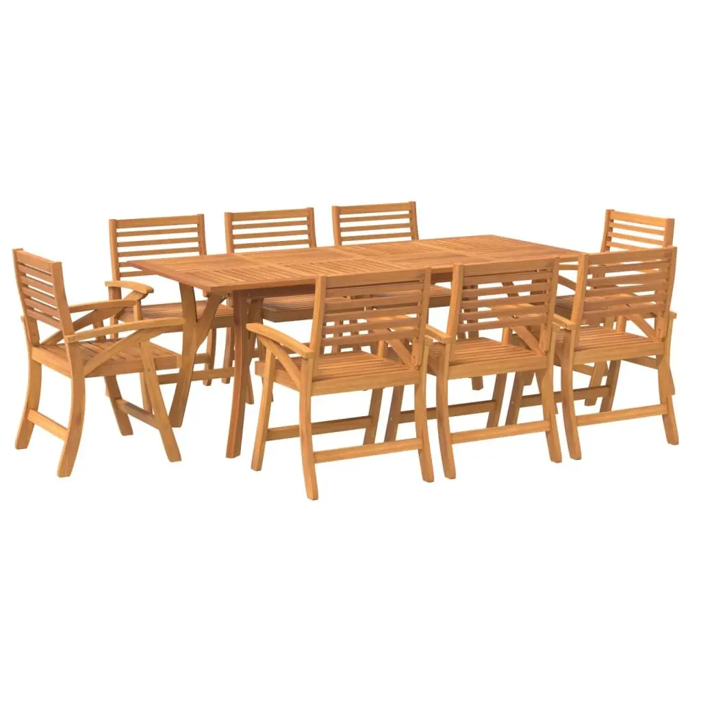 Solid Acacia 9-Piece Garden Dining Set for Outdoor Enjoyment