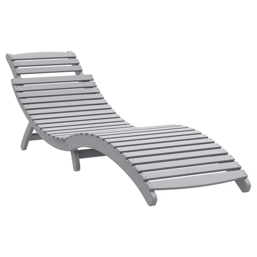 Sun Loungers Set Solid Acacia Wood Grey 2 Piece Outdoor Garden Patio Furniture