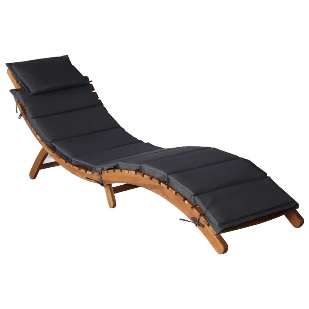 Sun Loungers Solid Acacia Wood 2 pcs Grey Foldable Garden Patio Outdoor