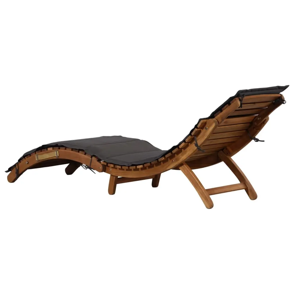 Sun Loungers Solid Acacia Wood 2 pcs Grey Foldable Garden Patio Outdoor