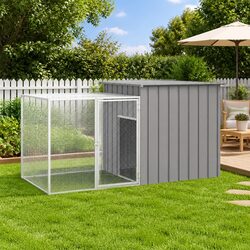 Durable Grey Galvanised Steel Rabbit Cage Hutch
