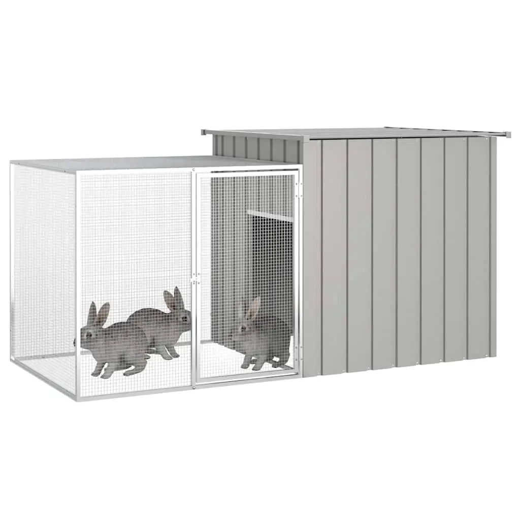Grey Galvanised Steel Rabbit Cage Hutch