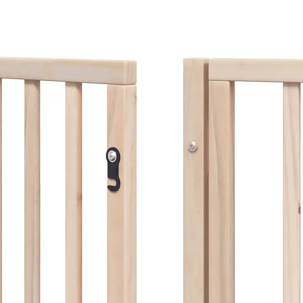 Dog Gate Foldable 9 Panels 450cm Brown Poplar Wood Pet Safety Barrier with Door