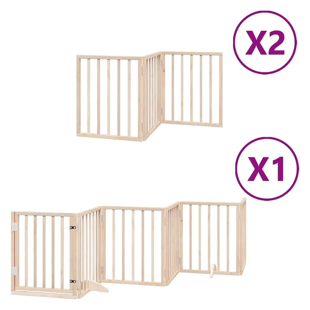 Foldable 12-Panel Dog Gate in Brown Poplar Wood
