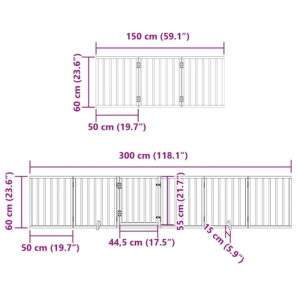 Foldable 12-Panel Dog Gate in Brown Poplar Wood