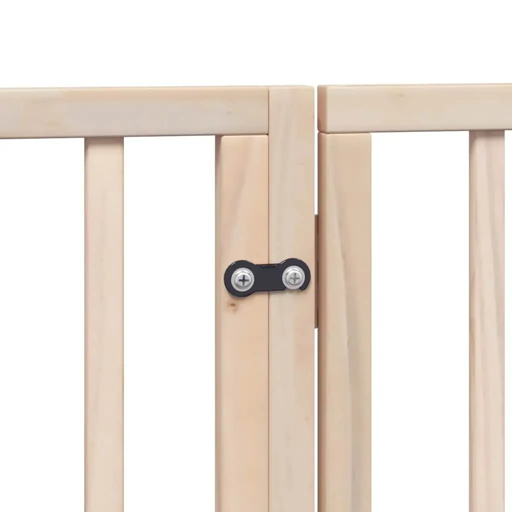 Foldable 12-Panel Dog Gate in Brown Poplar Wood