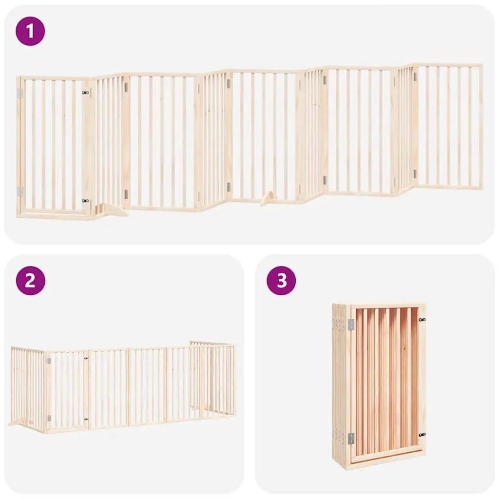 Foldable Dog Gate 9 Panels 450cm Poplar Wood