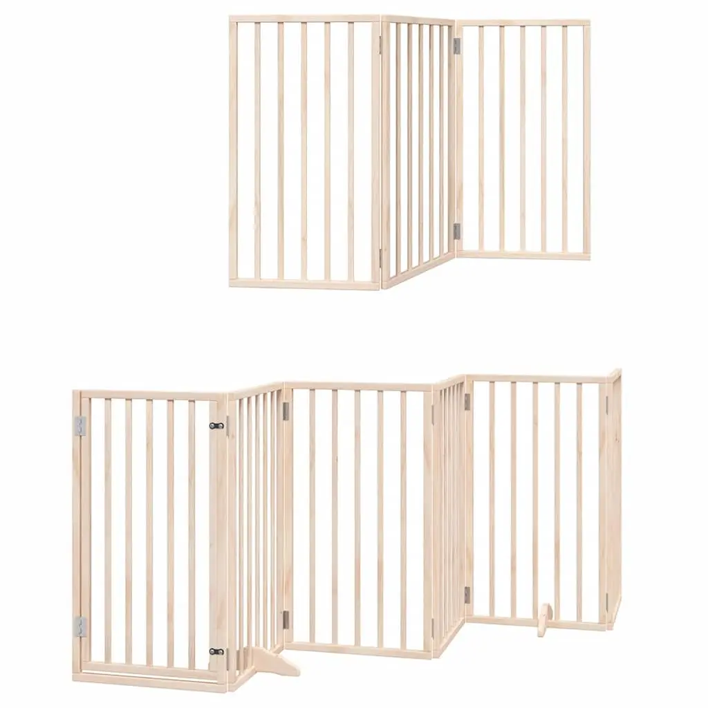 Foldable Dog Gate 9 Panels 450cm Poplar Wood