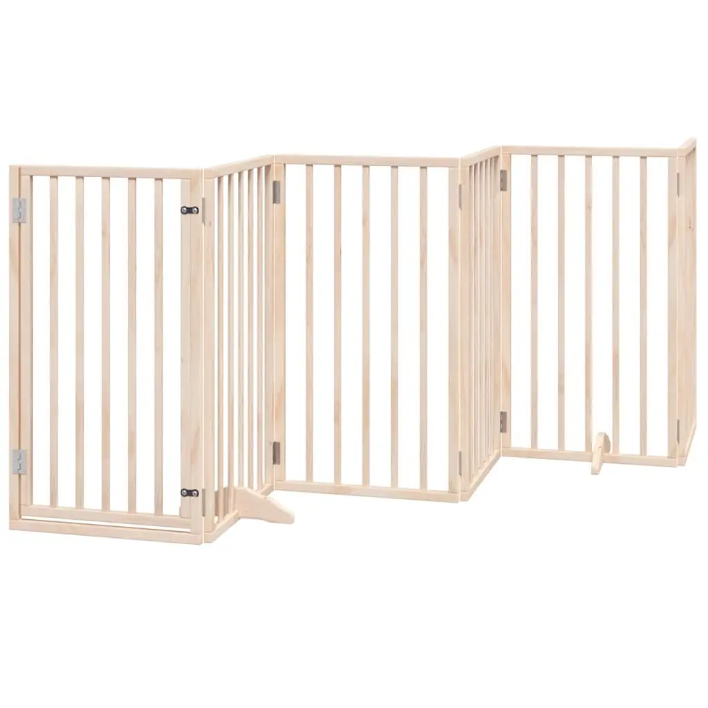 Foldable Dog Gate 9 Panels 450cm Poplar Wood