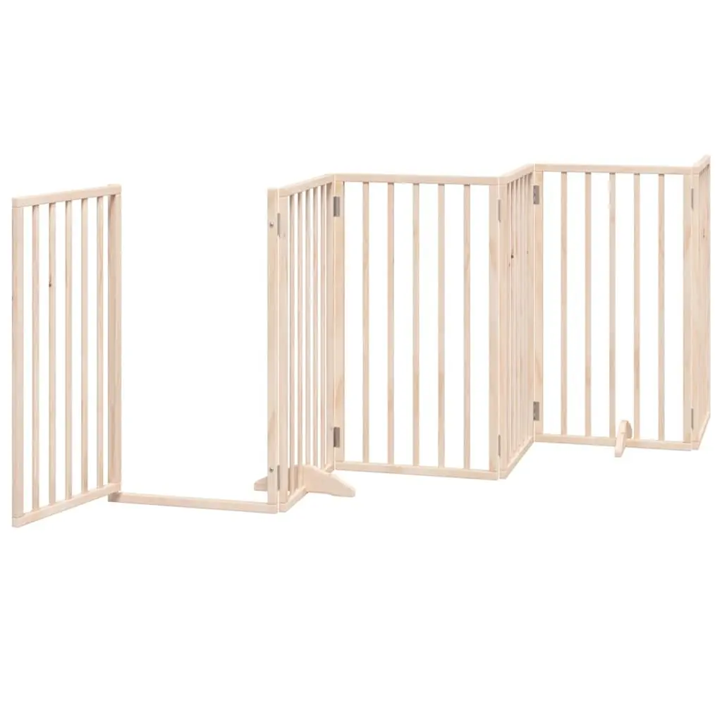 Foldable Dog Gate 9 Panels 450cm Poplar Wood
