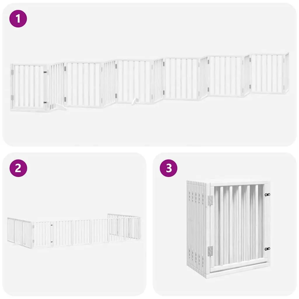 Foldable Dog Gate with 12 Panels in White