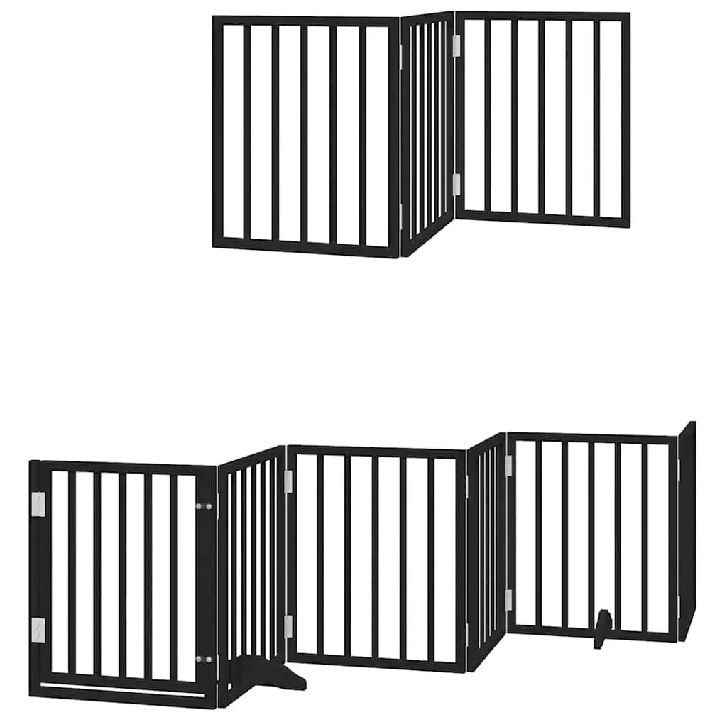 Foldable Dog Gate with Door, 9 Panels, Black