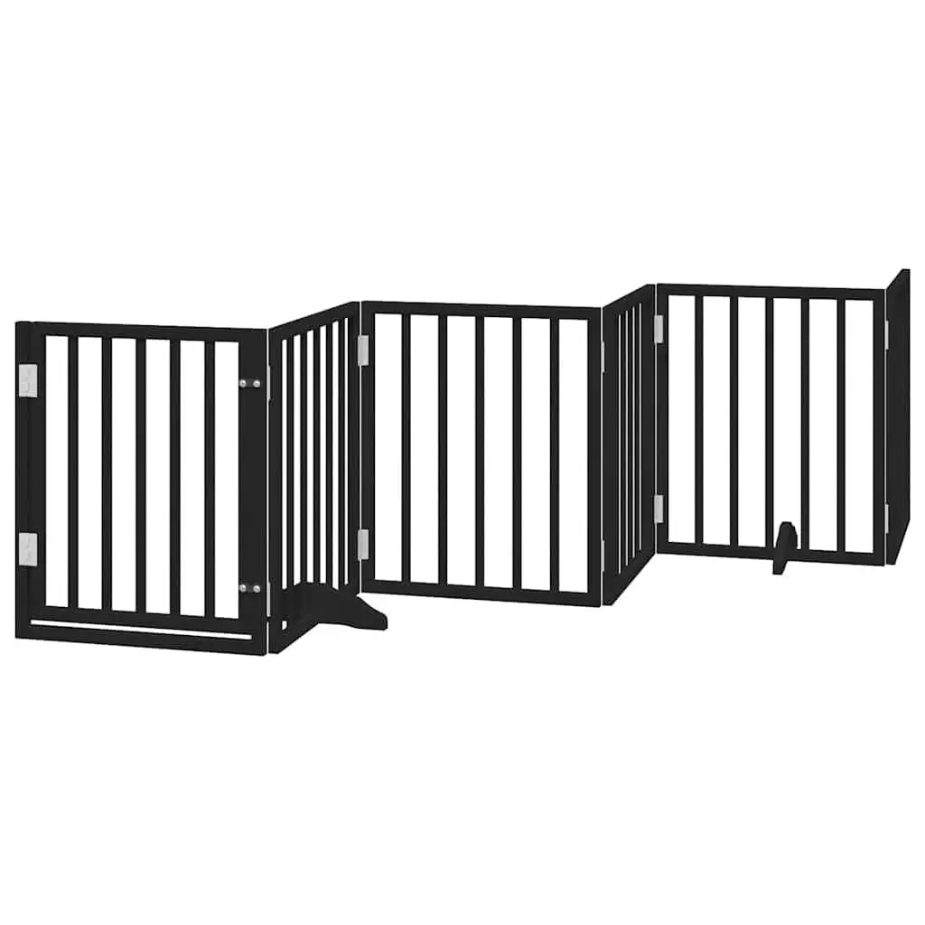 Foldable Dog Gate with Door, 9 Panels, Black