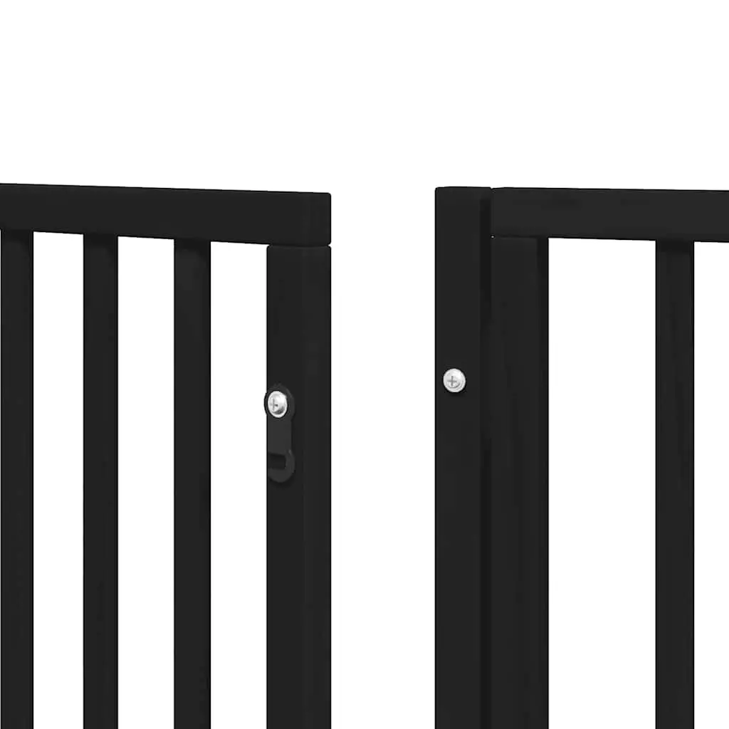 Foldable Dog Gate with Door, 9 Panels, Black