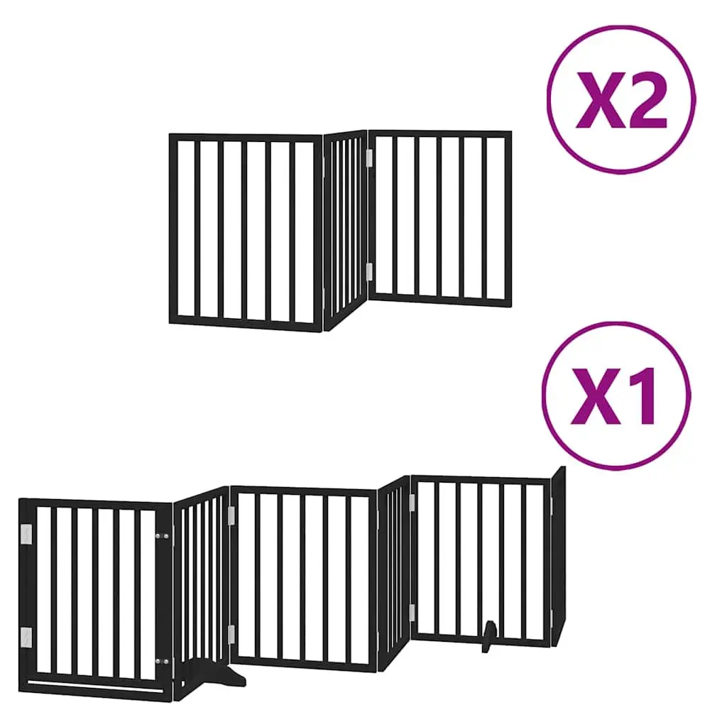 Foldable Dog Gate with 12 Panels in Black, 600cm