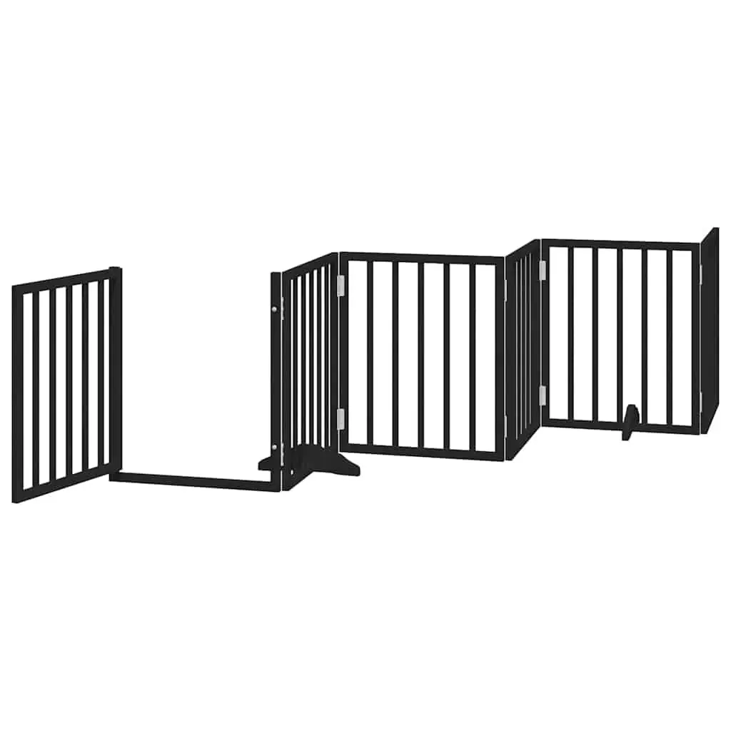Foldable Dog Gate with 12 Panels in Black, 600cm
