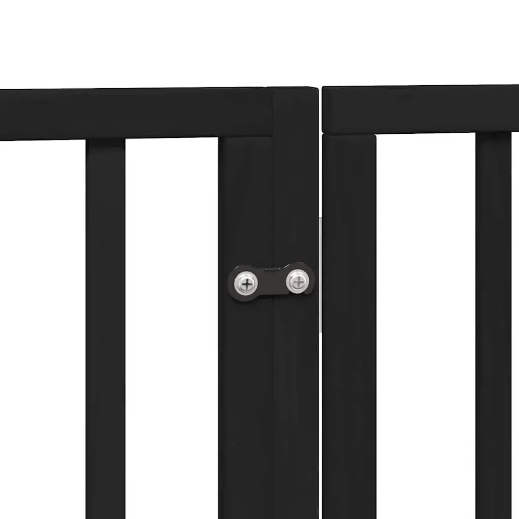 Dog Gate Poplar Wood Foldable 12 Panels Black