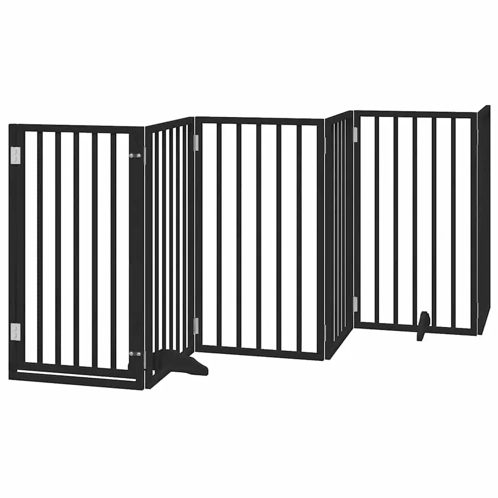 Black Poplar Wood Dog Gate with 15 Foldable Panels