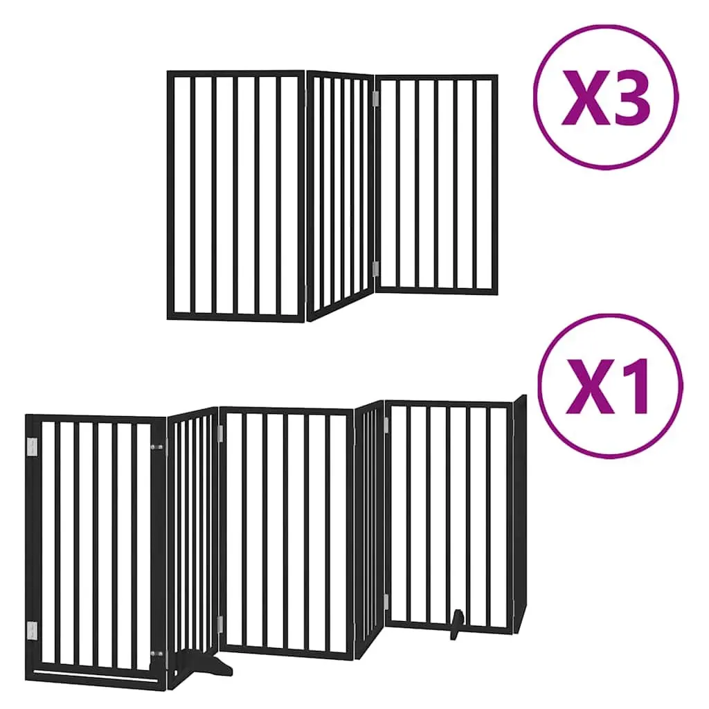 Black Poplar Wood Dog Gate with 15 Foldable Panels