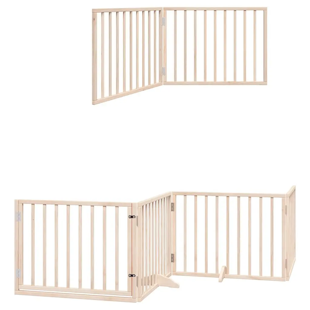 Dog Gate Poplar Wood 6 Panel Brown