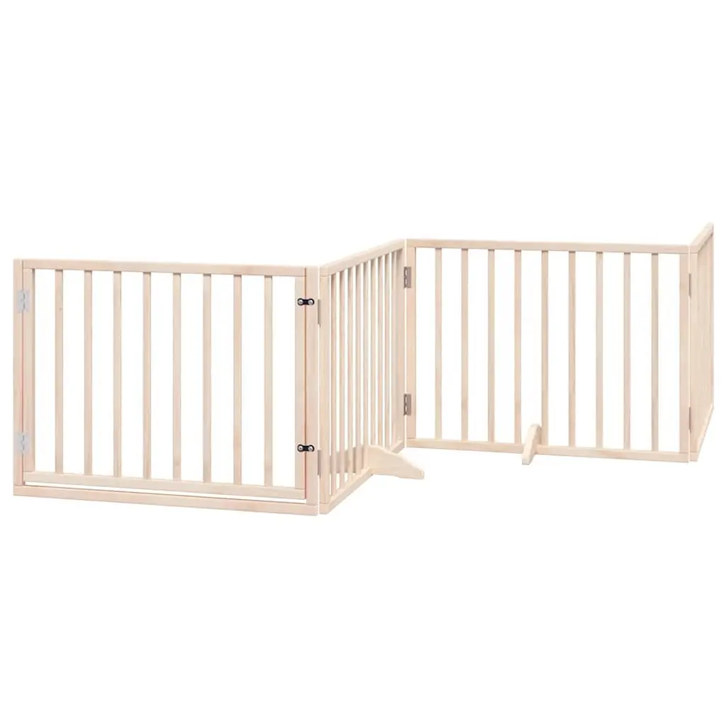 Dog Gate Poplar Wood 6 Panel Brown