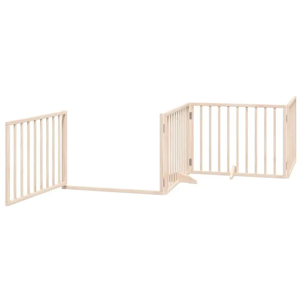 Dog Gate Poplar Wood 6 Panel Brown