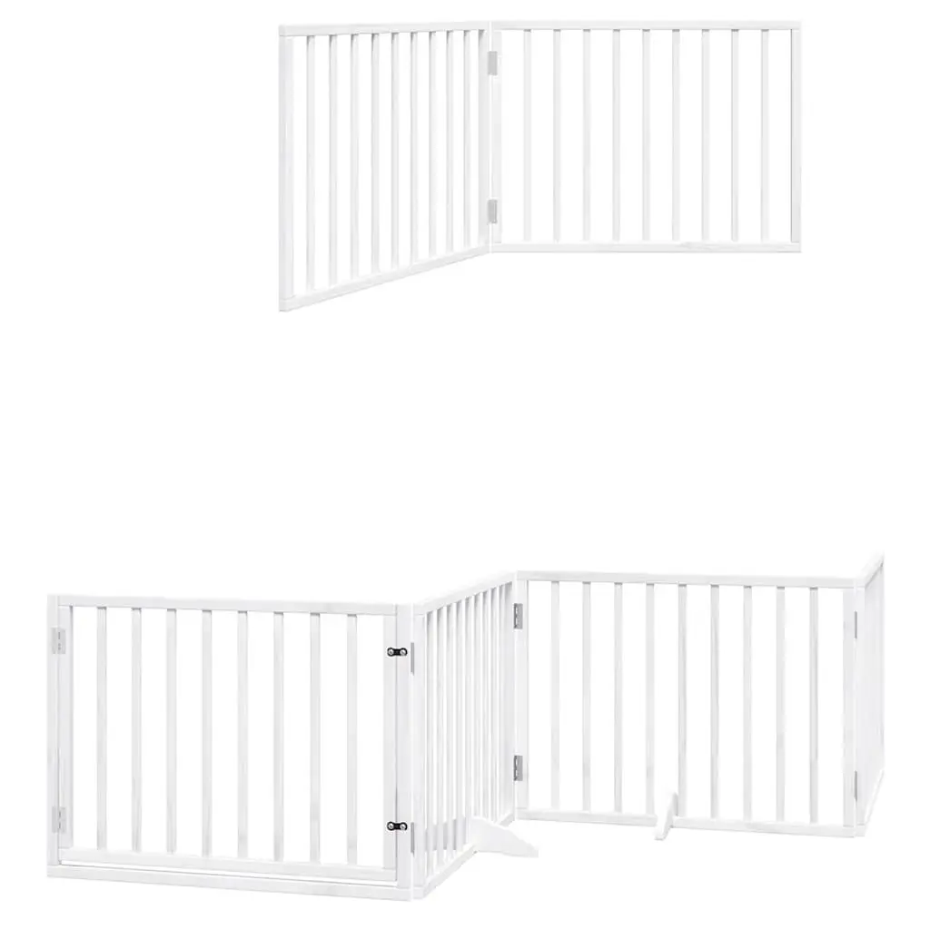 Foldable Dog Gate 6 Panels White Poplar Wood
