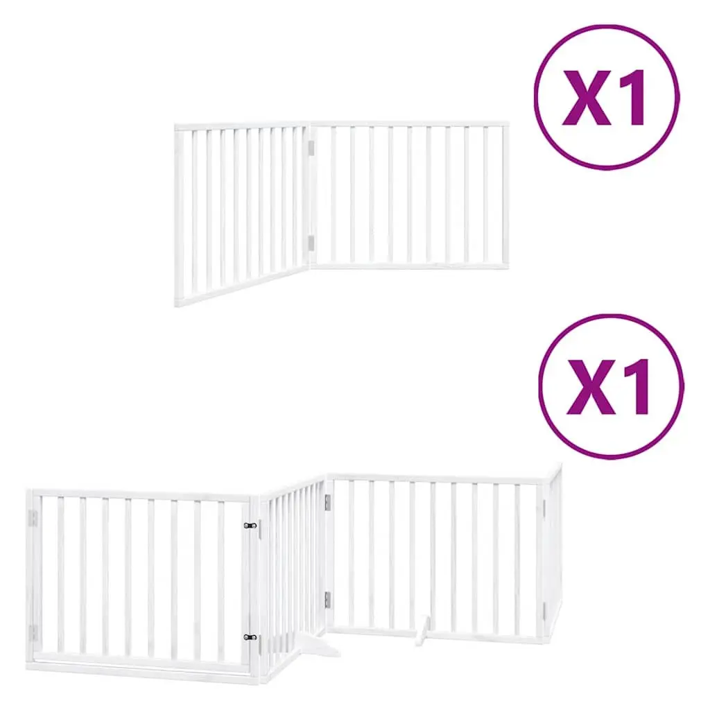 Foldable Dog Gate 6 Panels White Poplar Wood