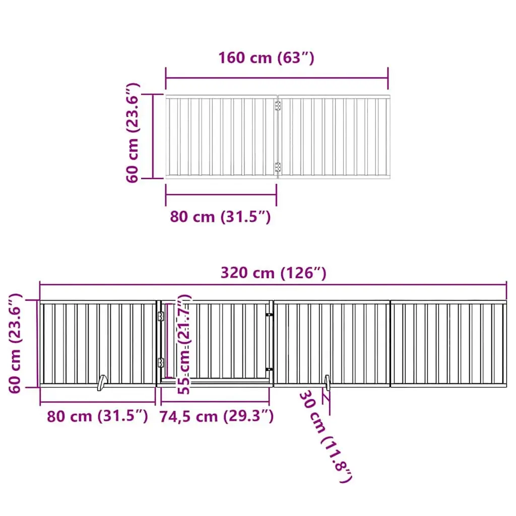 Foldable Dog Gate 6 Panels White Poplar Wood