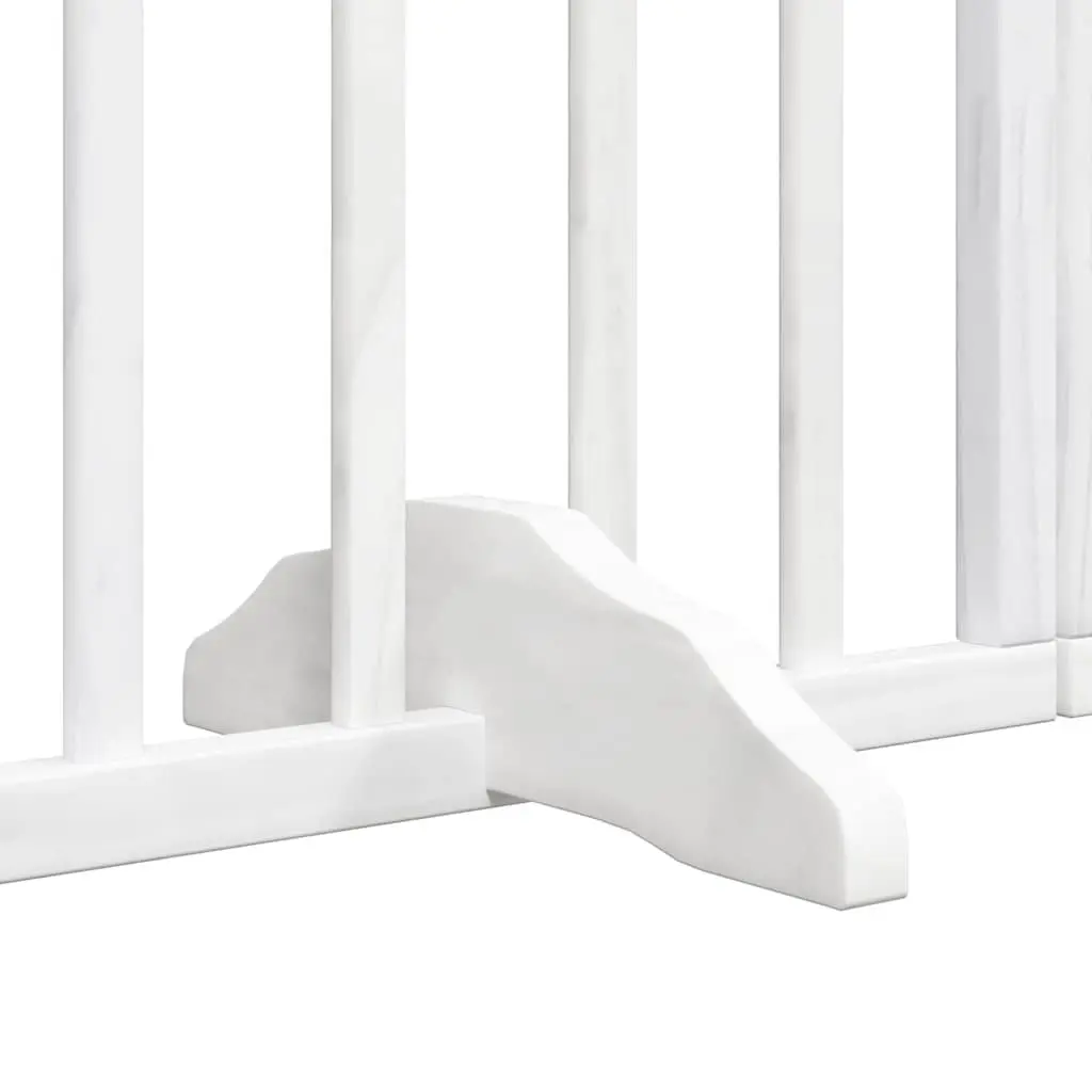 Dog Gate Poplar Wood 6 Panels White Foldable Pet Safety Barrier Door Enclosure