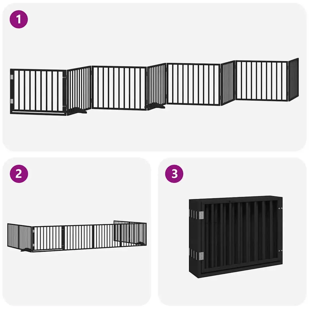 Foldable Black Poplar Wood Dog Gate with Lockable Door