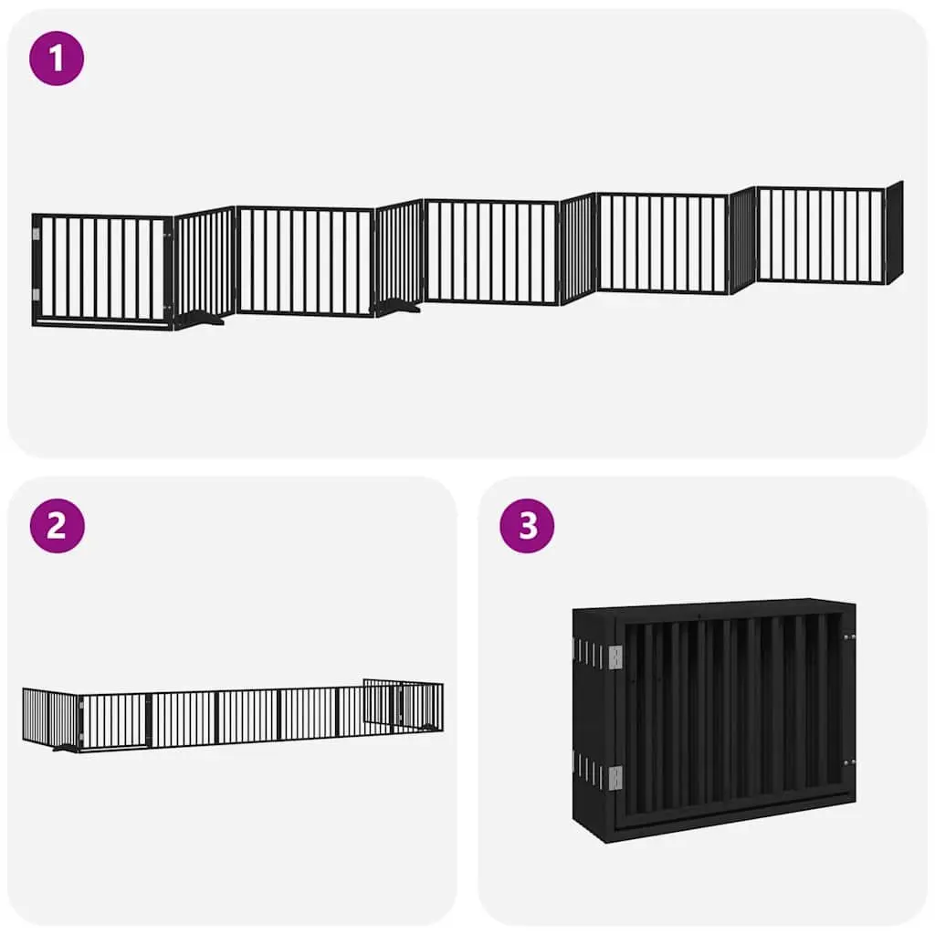 Foldable 10-Panel Dog Gate in Black