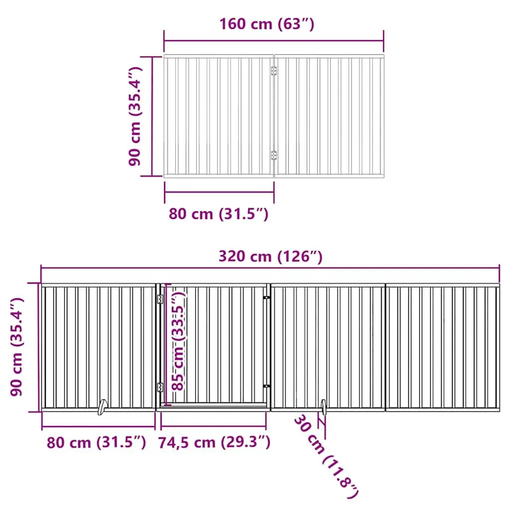 Foldable 6-Panel Black Dog Gate for Pets