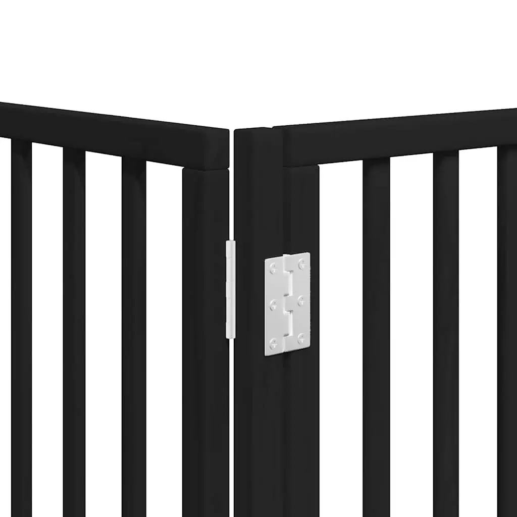 8-Panel Dog Gate with Door in Black