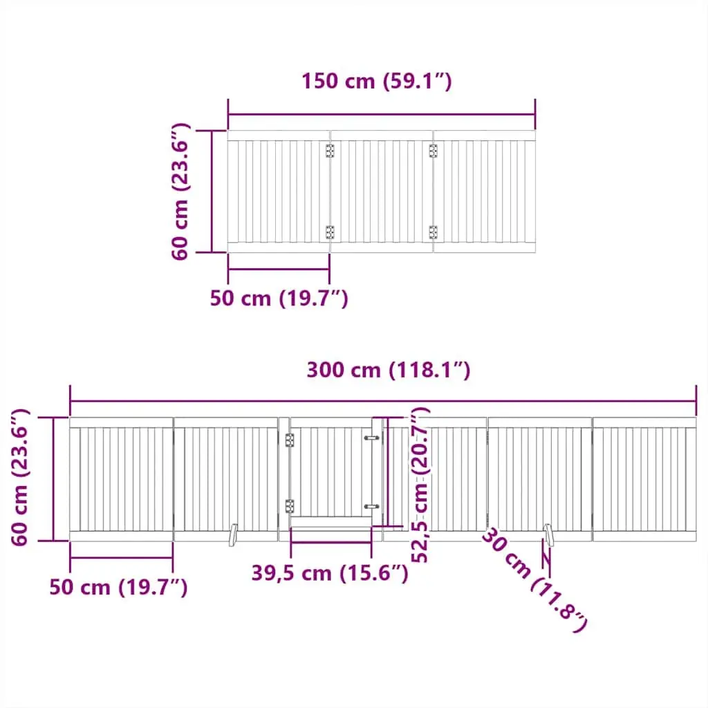 Foldable Dog Gate with 9 Panels, 450cm