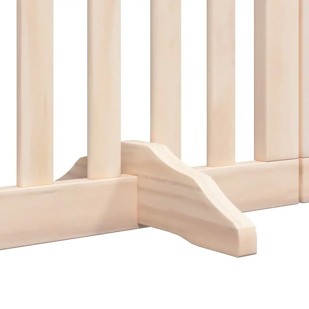 Dog Gate Poplar Wood 15 Panels 750cm Brown Foldable Pet Safety Barrier