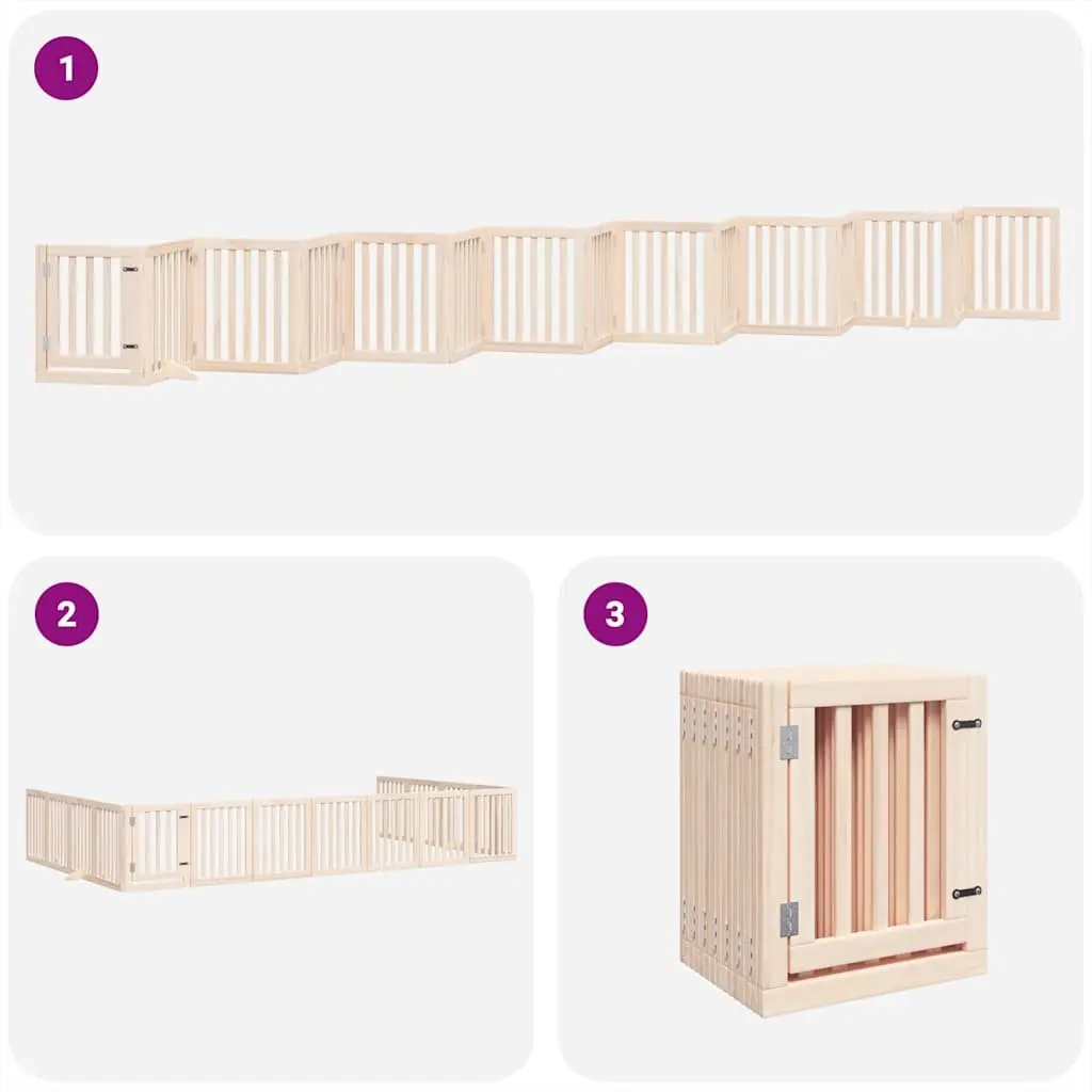 Dog Gate Poplar Wood 15 Panels 750cm Brown Foldable Pet Safety Barrier