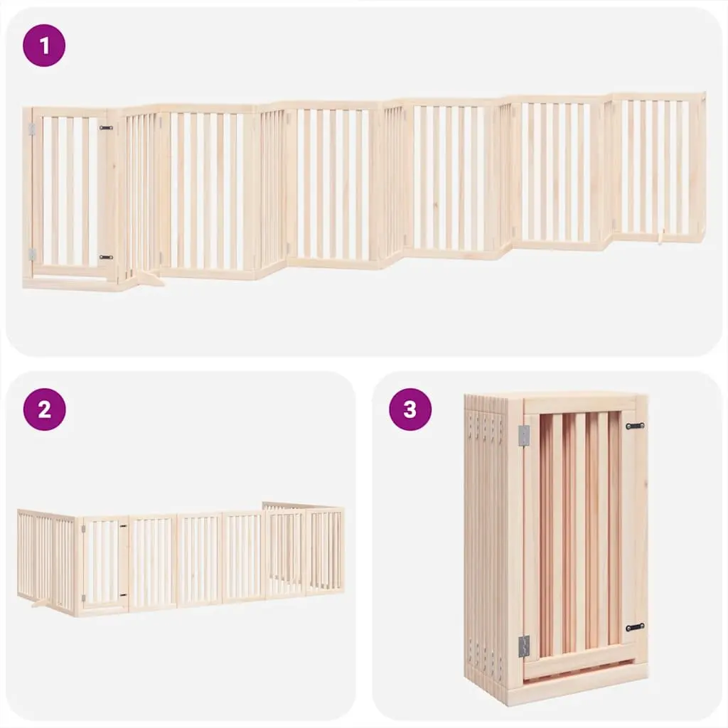 Foldable Dog Gate with 12 Panels and Secure Door Lock
