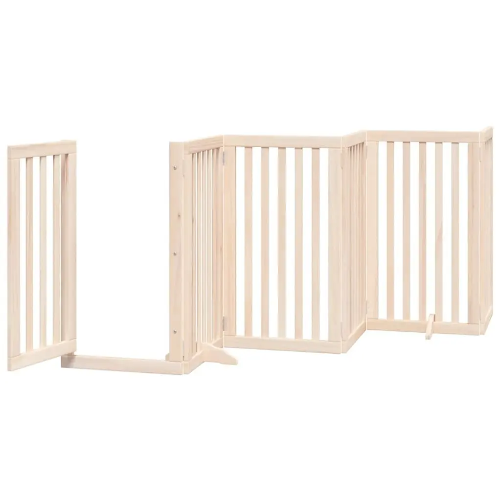 Foldable Dog Gate with 15 Panels in Brown Poplar Wood