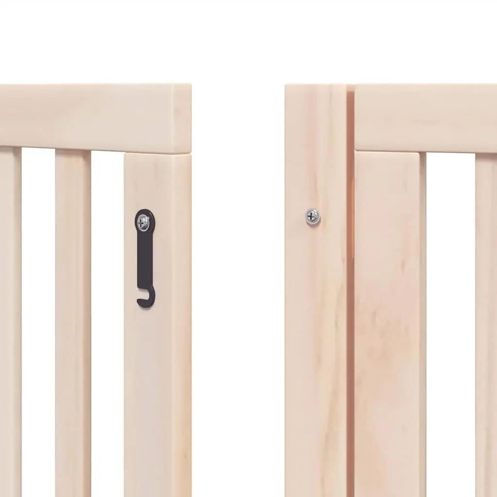 Foldable Dog Gate with 15 Panels in Brown Poplar Wood